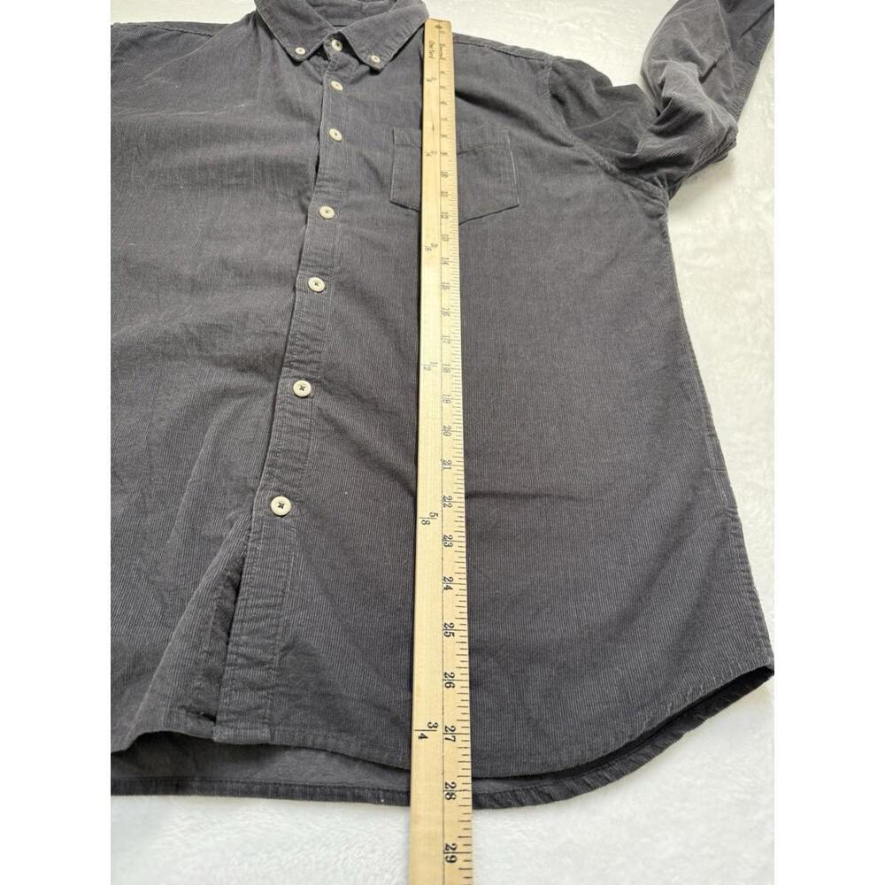 Wellen Corduroy Shirt Mens Large Dark Gray Huckberry Organic Cotton Button Down - Picture 6 of 6